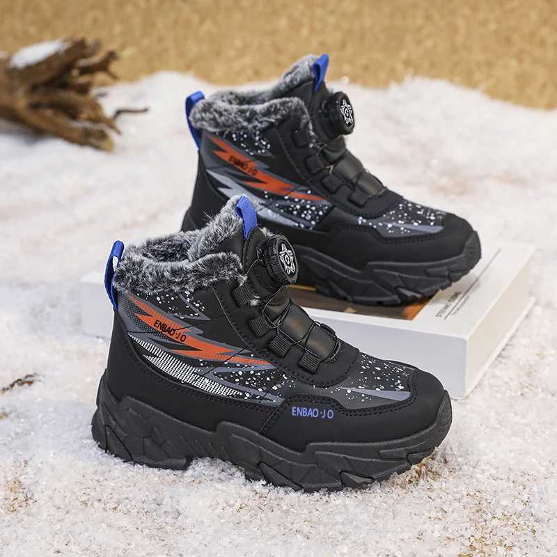 New Children Snow Boots Trendy All-match Kid Winter Thick Bottom Cotton Shoe Mid Top Warm Girl Boy Anti-slip Wear-resistant Boot M240906