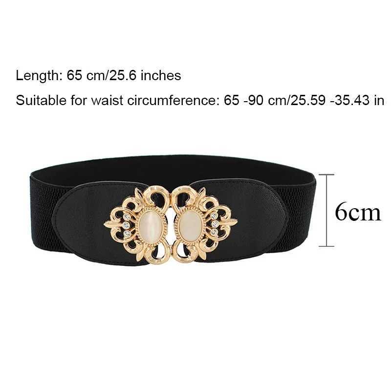 65-90cm Womens Wide Belt Opal Elastic Band Womens Black Waist Cinch Belt Dress Accessories W240905
