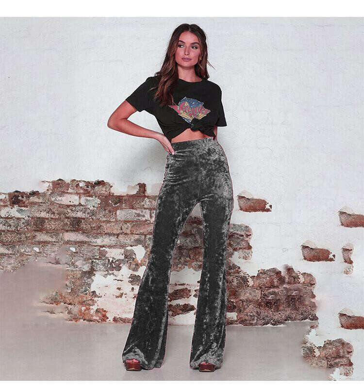 Spring and Autumn New Micro La Women's High Waist Golden Velvet Casual Wide Leg Pants