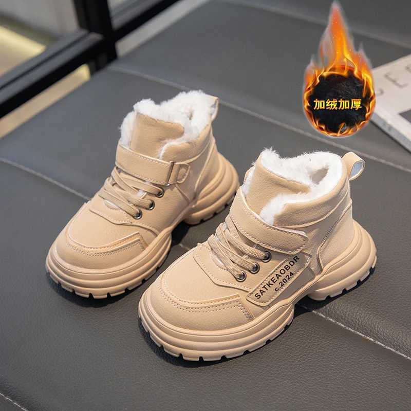 Mid Top Children Biker Boots Kids Trendy All-match Warm Casual Shoes Girl Boy Tooling Boot Winter Wear-resistant Child Snow Boot M240906