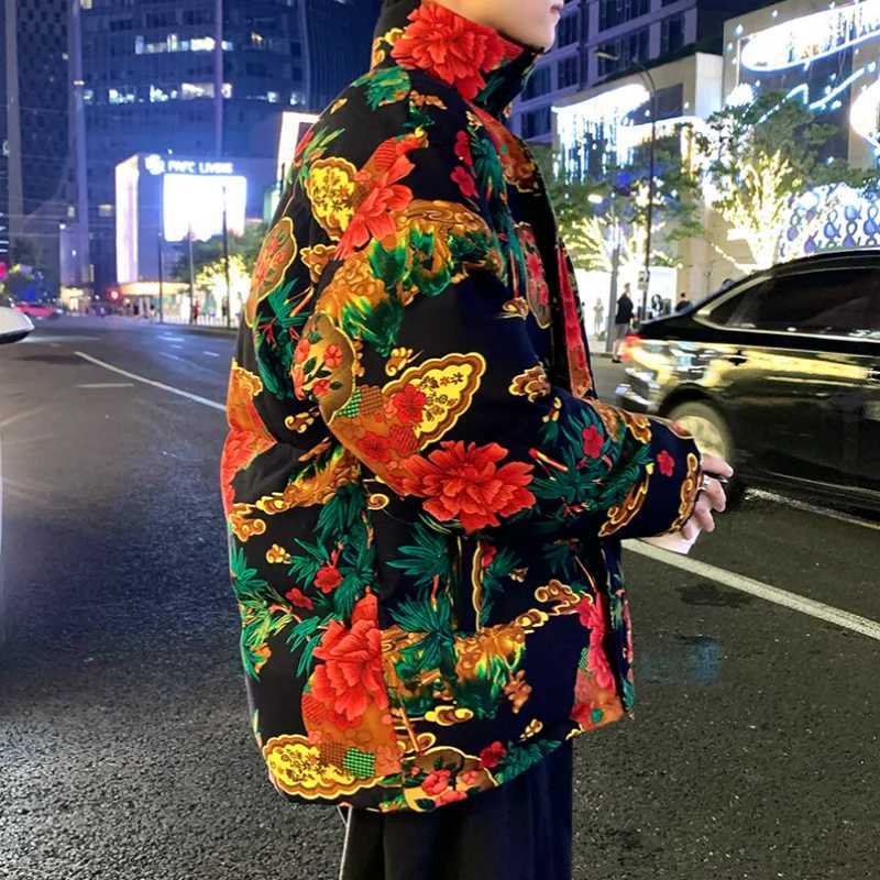 Northeast Big Flower Cotton-padded Jacket for Men Women Warm Thick Winter Bread Hanfu S-5XL Fashion Jacket Best-selling Products M240906