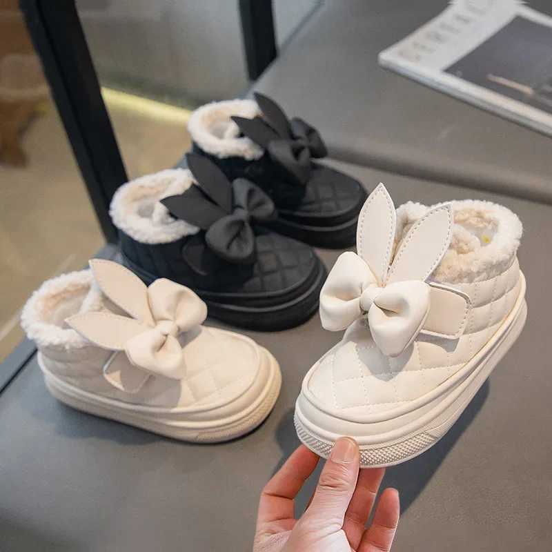 Winter Children Snow Boots Thick Sole Anti Slip Cotton Shoes Princess Fashion Bowknot Girls Boots Kids Warm Thicken Ankle Boots M240906