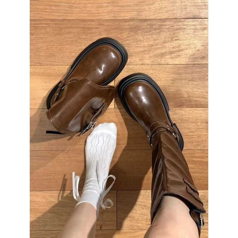 Long Fashion Boots Womens Thick Soled Martin Boots Autumn Winter Versatile And Slimming Western Knight Boots 240826