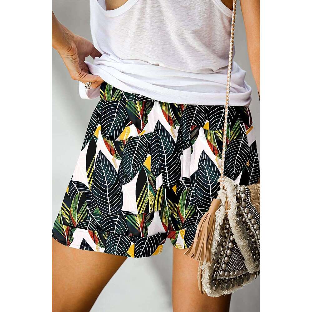 2024 Summer Printed New Style High Waist Straight Short Casual Pants Women's