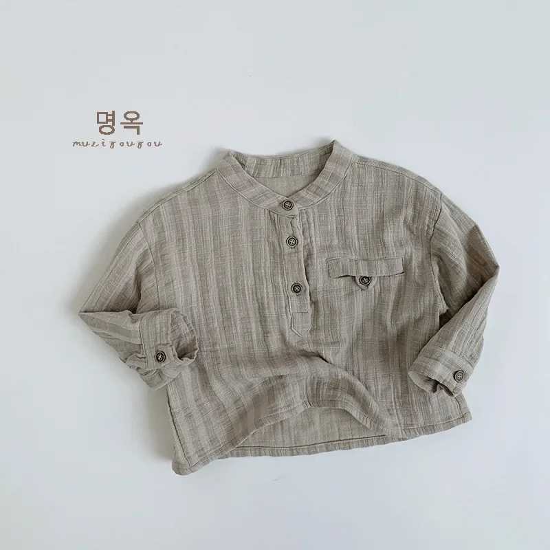 4086 Children Shirt Japanese Style 2024 Autumn New Simple Vertical Boys Shirt Casual 1-7Year Kids Blouse Tops Y240906