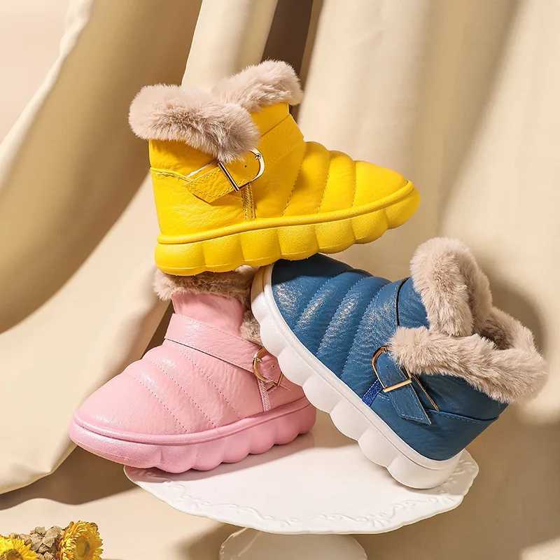 Snow boots childrens fashion and leisure autumn and winter new item thick warm leather boys and girls cotton boots waterproof for children M241102