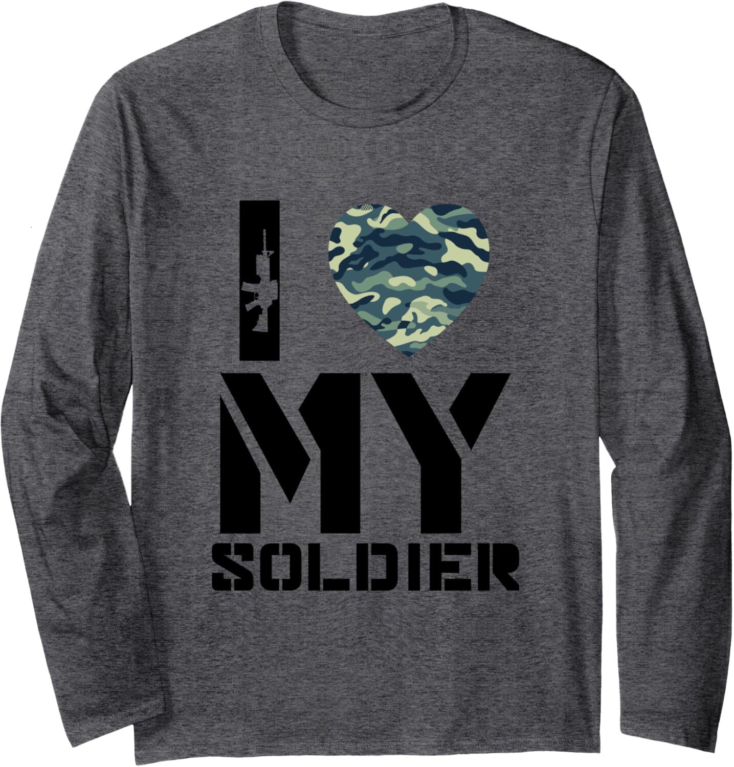 Long Sleeve Shirts for Men sweatshirt I Love My Soldier Patriotic Heart Shape Gift Long Sleeve Tee Streetwear Casual tops clothes