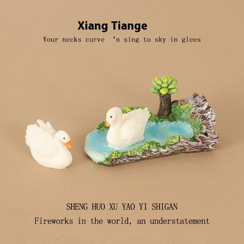Mini Swan Swimming Resin Creative Crafts Office Desktop Micro Landscape Home Scene Decoration