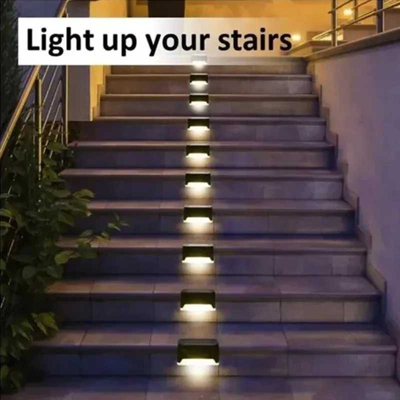 Warm White LED Solar Step Lamp Waterproof Path Stair Outdoor Garden Lights Balcony Light Decoration for Patio Stair Fence Light Y240906