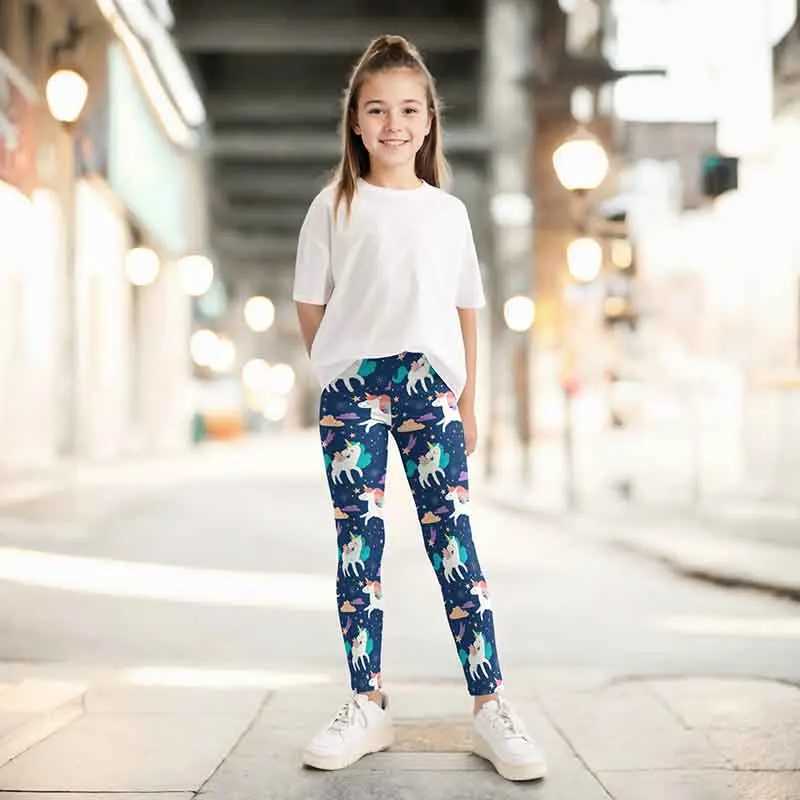 Kids Girls Leggings Casual Soft Comfortable Milk Silk Pants for Baby Girls Cartoon Printing Sports Pants Children Clohing 4-12Y Y240906