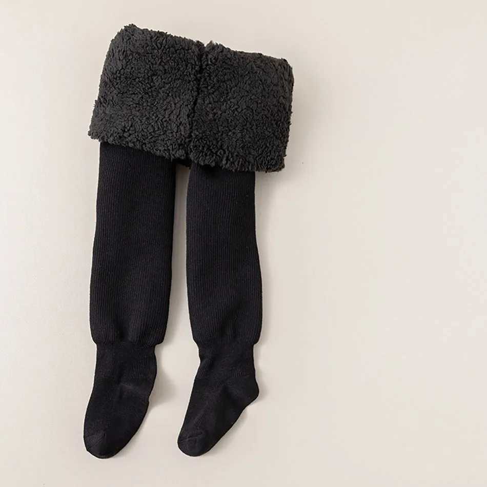 Winter Infant Fleece Leggings Plush Cloud Patterned Warm Bottoms with Stripes can be Worn Externally Suitable Kids Outdoor Wear Y240906