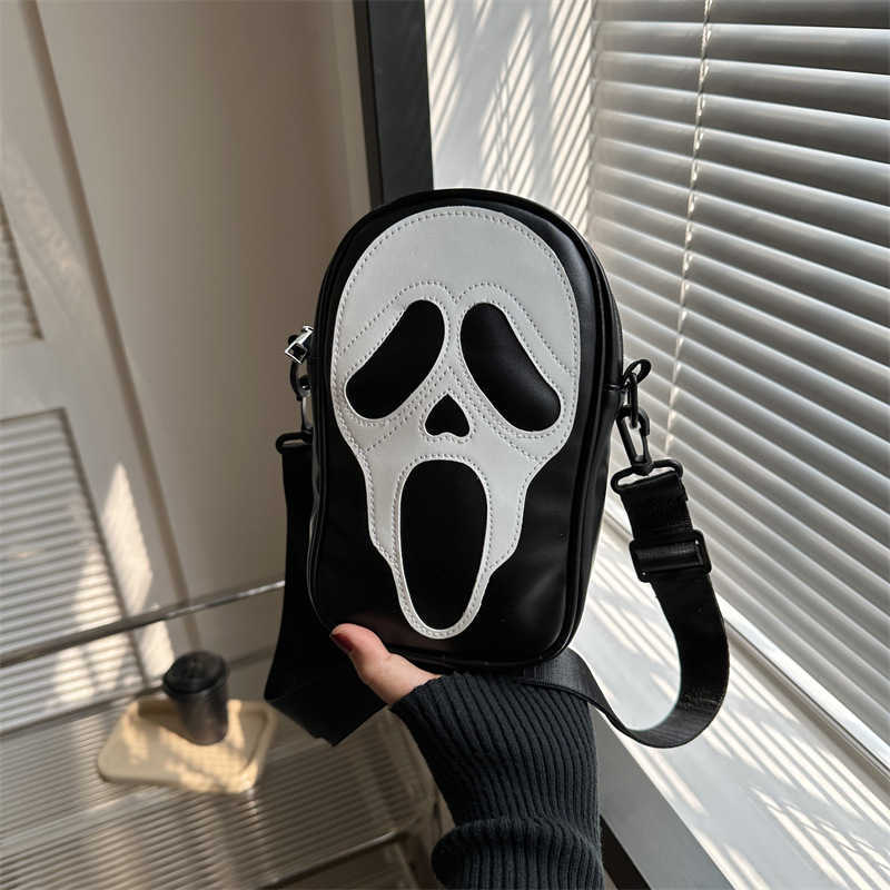 Skull Bag Personalized Funny Ghost Shoulder Bag Halloween Women's Crossbody Bag Phone Small Square Bag 240915