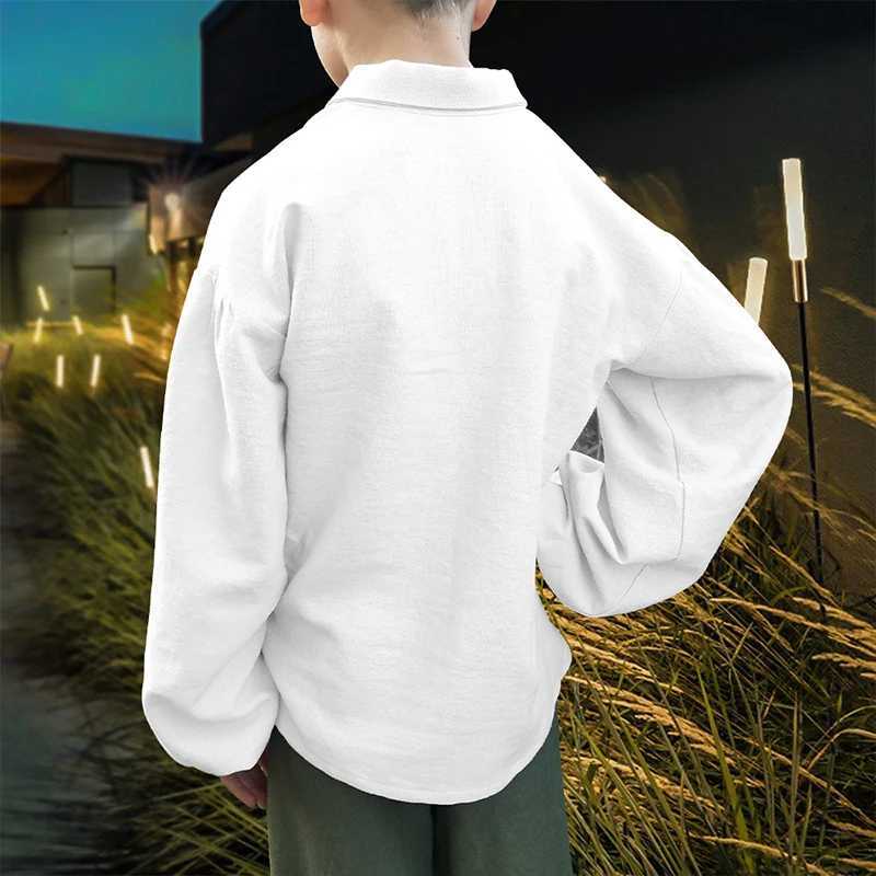Boys Medieval Pirate Shirt Kids Renaissance Lace up Halloween Scottish Jacobite Ghillie Costume Tops Y240906