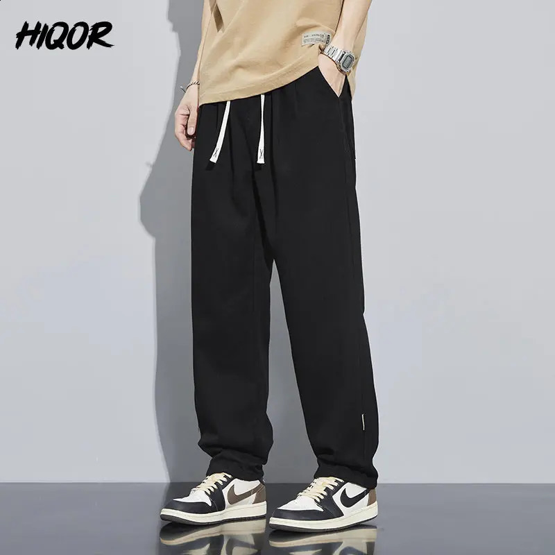 HIQOR 100% cotton lightweight sports pants mens patch work and leisure long jogging Trouser dark light green 240905