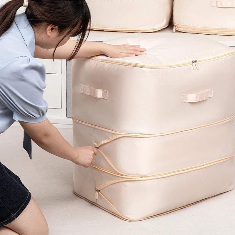 Compression Duvet Storage Bag Large Capacity Closet Cabinet Organizer Foldable Quilt Pillow Blanket Compressed Pouch 240906
