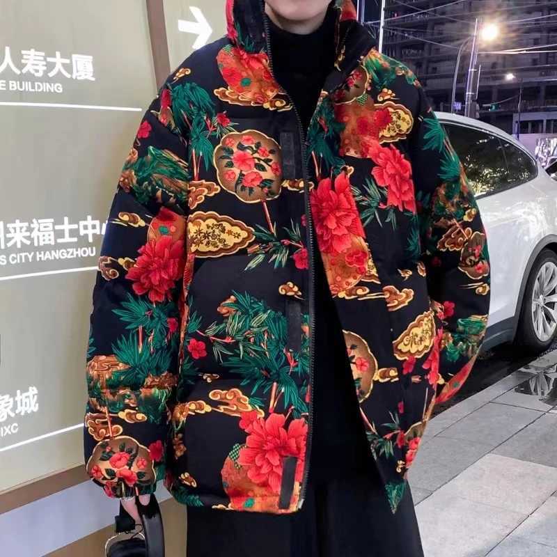 Northeast Big Flower Cotton-padded Jacket for Men Women Warm Thick Winter Bread Hanfu S-5XL Fashion Jacket Best-selling Products M240906