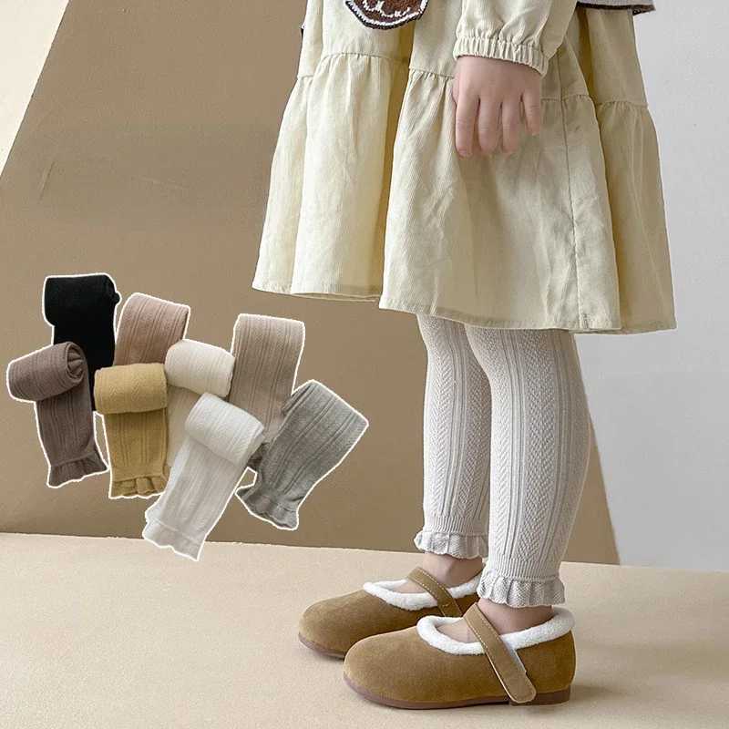 Warm Girls Leggings Solid Color Cotton Baby Leggings Lace Flower Skinny Pants Girl Pants Kids Children Trousers 1-8 Years Y240906