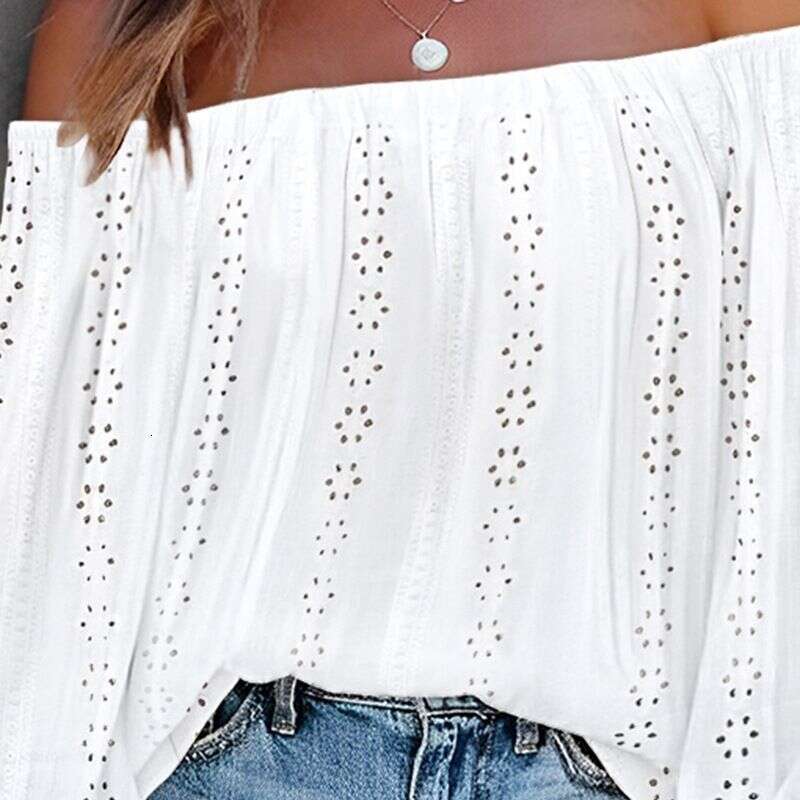 Fashion women's 2024 autumn new style hollowed out one shoulder lantern sleeve top