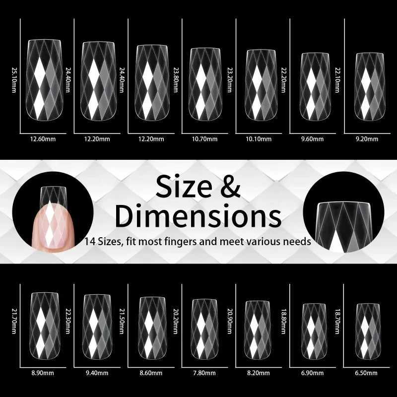 3D Diamond Fake Nail Tip with Unique Cutting Design 120/140 Full Cap Almond and Square Nail Tip Suitable for Home DIY or Salon Use W240905