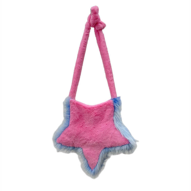 plush bag five pointed star plush bag millennium autumn and winter sweet cool girl niche design y2k casual crossbody bag 240915