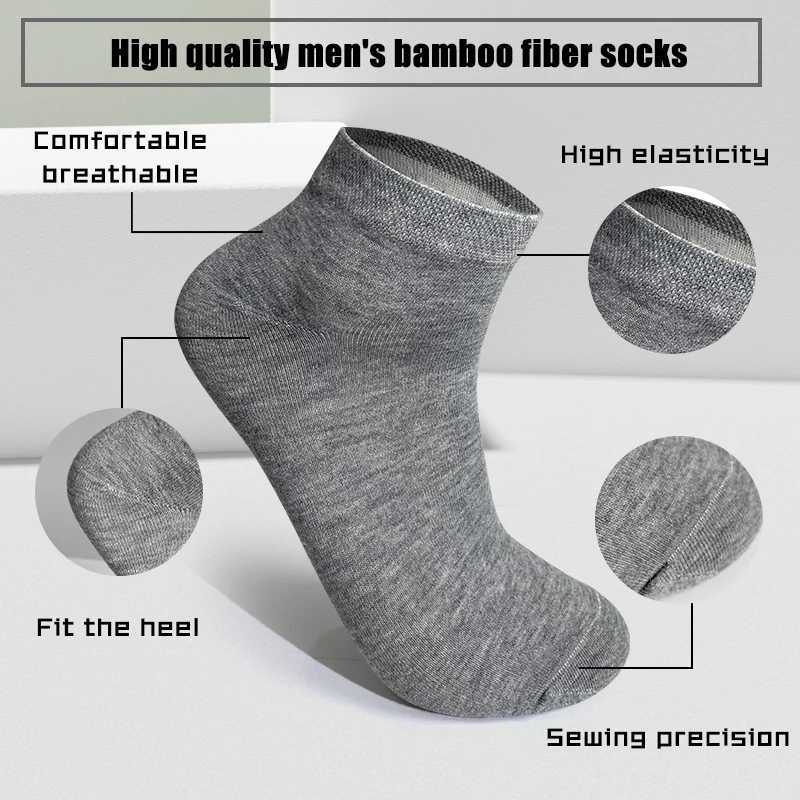 9 pairs of 2024 high-quality 80% bamboo fiber casual business mens socks for spring summer autumn cotton socks Plus size 41-47.8-16 W240905