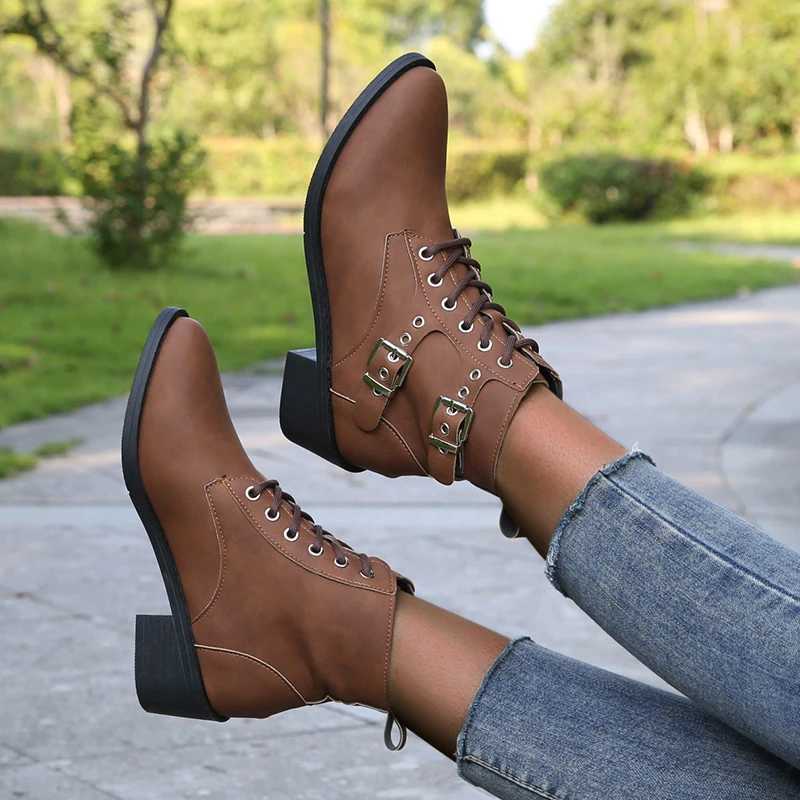 Front lace short round toe multi-color womens leather boots winter PU womens fashion boots size 36-43 Zapatillas unprinted good product CL240906