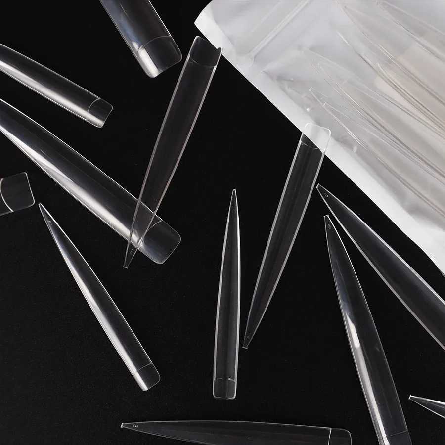 24 pieces of ultra long high-heeled acrylic fake nails with a 9cm transparent pressing tip professional DIY nail art finger processing tool for fake n