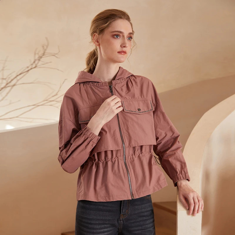 K1706X high-quality autumn and winter womens short clip top hooded top 240906