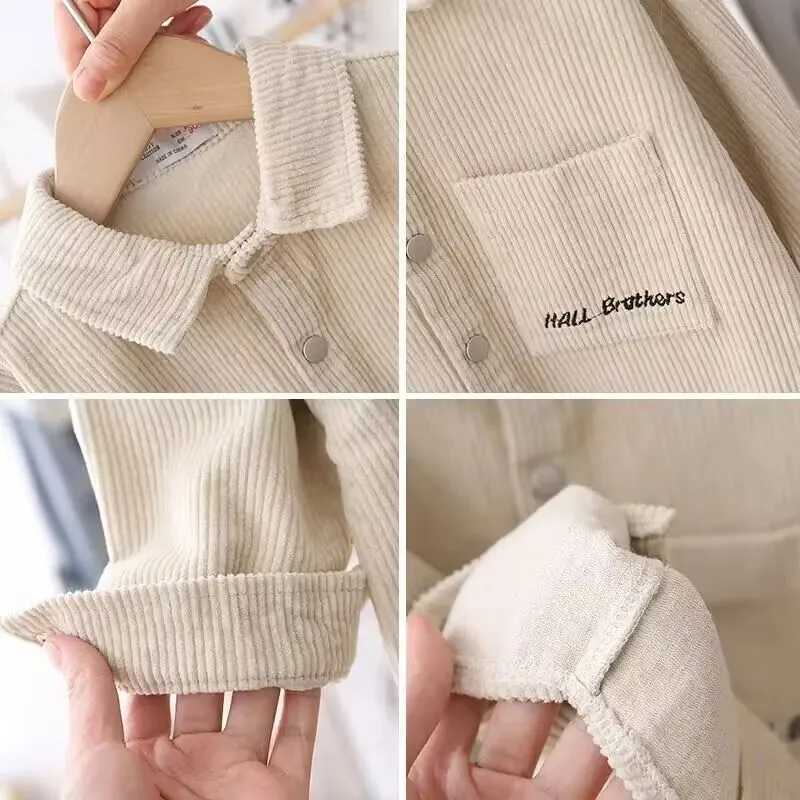 Autumn/Winter Boys Shirt Thickened Corduroy Top New Childrens Long sleeved Shirt Korean Edition Boys Coat Y240906