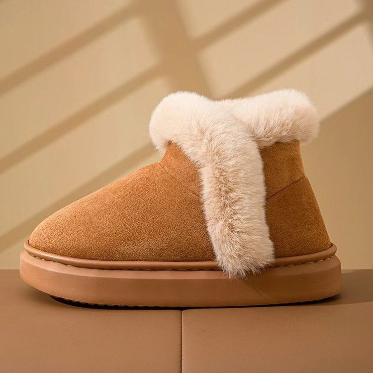 Network red cotton shoes fashion Korean version of all-match snow boots women 2024 winter new thick soles plus fleece warm short cotton boots