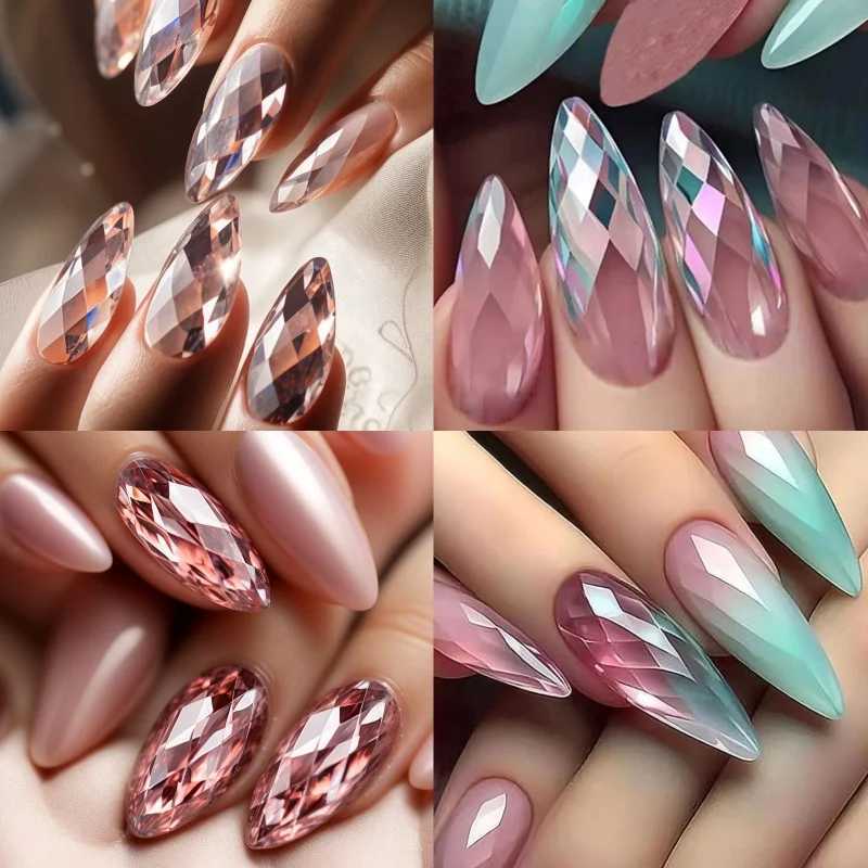 New 120/140pcs square almond coffin nail extension tip Natural transparent full cover nail Bimorph diamond soft gel nail tip W240905