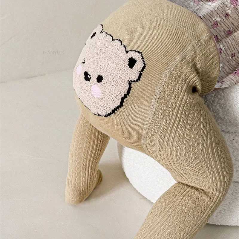 Kids Leggings Clothing Baby Cartoon Bear Head Legging 2024 Autumn New Children Trousers Cute Newborn Infant Girl Sport Pantyhose Y240906