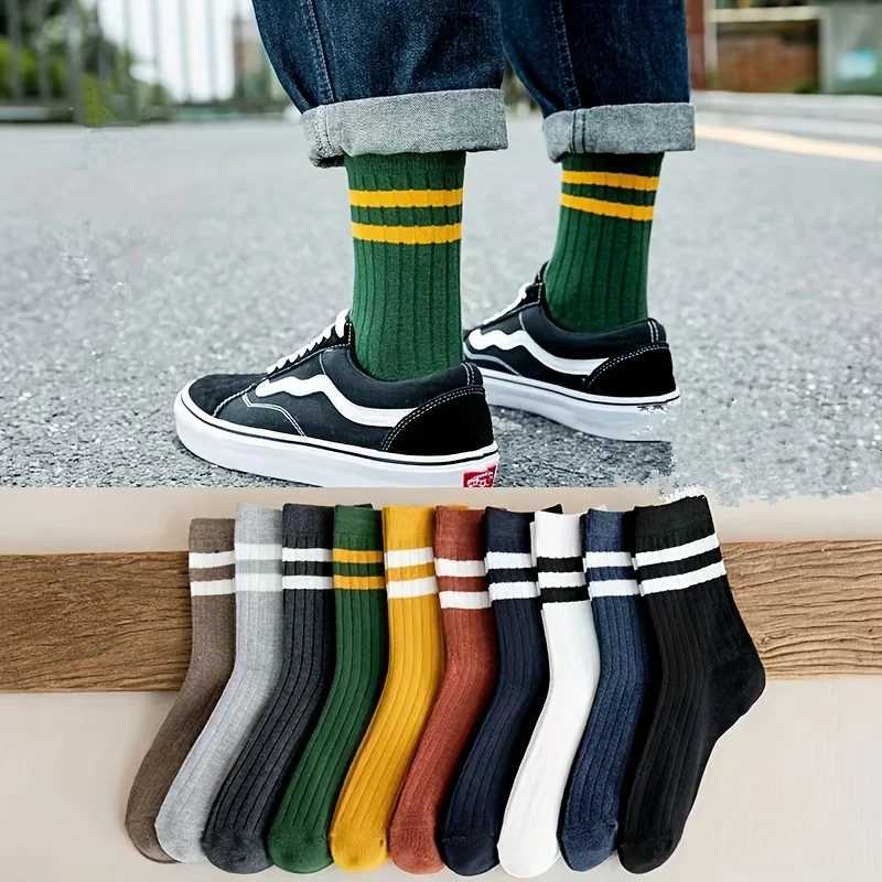 5 pairs of mens socks autumn and winter retro fun and fashionable sports socks sports trend socks W240905