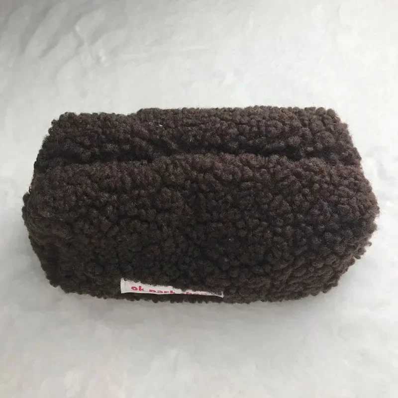 Fashion New Large Capacity Womens Solid Color Soft Plush Makeup Bag Travel Portable Coin Wallet Gift W240905
