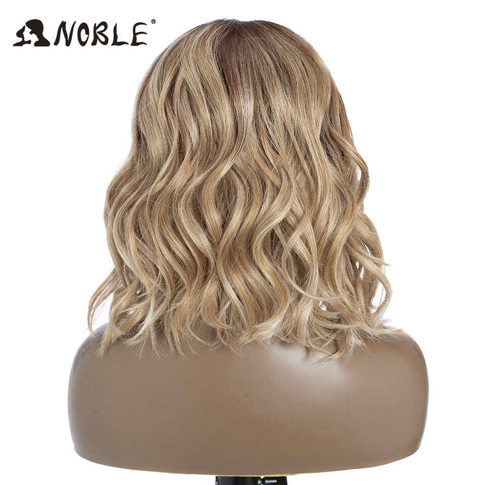 Noble Cosplay For Black Women 13X7 Natural Wavy Ombre Brown Blonde Wigs Lace Front Wig Synthetic