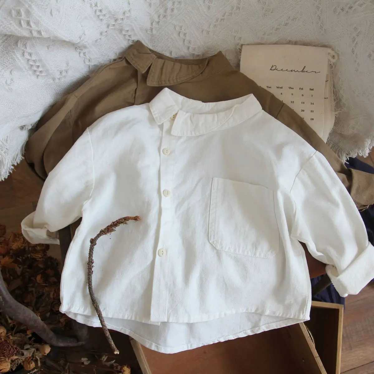 Childrens Shirt Spring and Autumn Pure Cotton Top Han Fan Boys and Girls Cotton Hemp 1-5 Year Old Baby Shirt Y240906