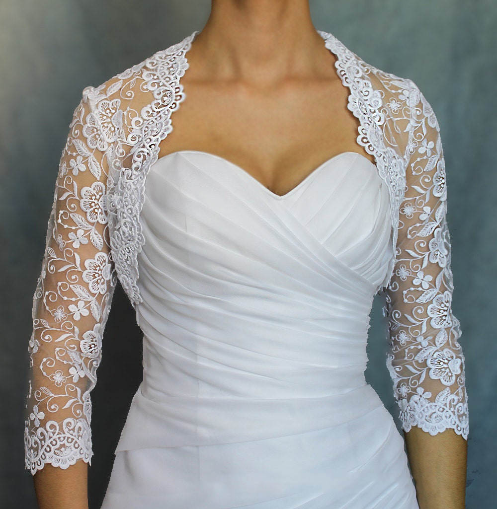 Vintage Wedding Jacket Bridal Boleros Illusion Lace Applique Top Long Sleeve Custom Made Wraps Jackets
