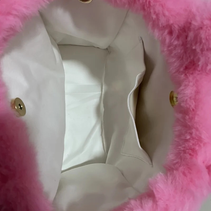 fashion soft plush small tote bag letters faux fur women handbags fluffy shoulder crossbody bags 241210