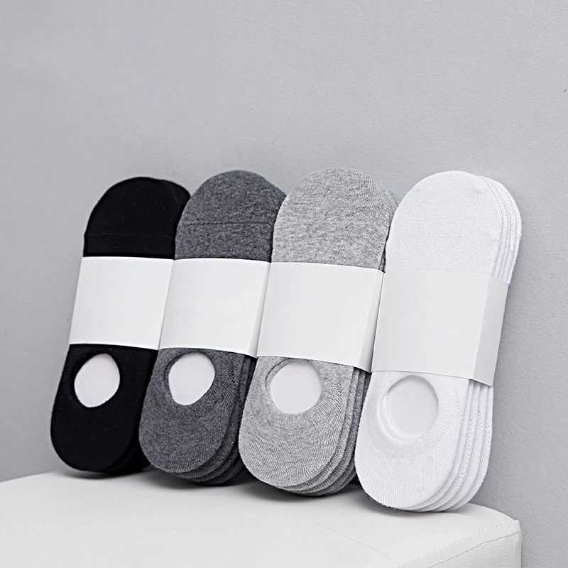 5Pair / Lot Fashion Happy Men Boat Socks Summer Autumn Non-slip Silicone Invisible Cotton Socks Male Ankle Sock Slippers Meia Y240906