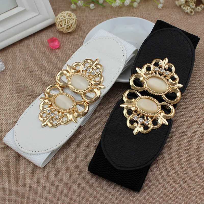 65-90cm Womens Wide Belt Opal Elastic Band Womens Black Waist Cinch Belt Dress Accessories W240905