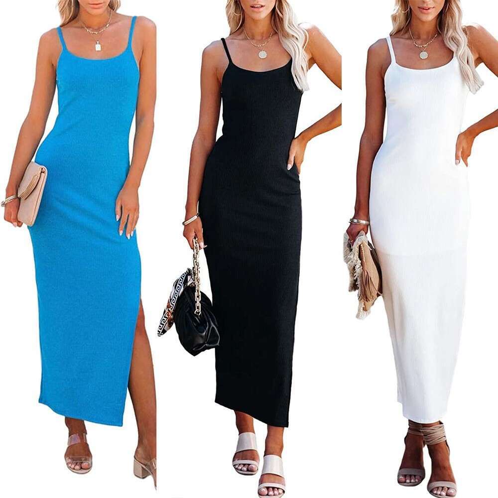 Spring and summer new suspender slit long skirt sexy INS women's dress
