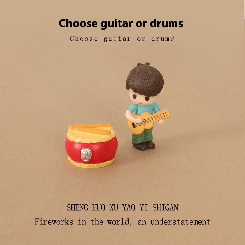 Cartoon Creative Baby House Decoration Mini Cute Guitar Boy Musical Instrument Performance Micro Landscape Home Desktop Small Ornament