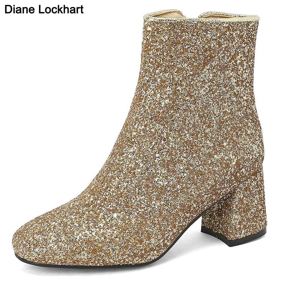 Fashion womens ankle boots new spring sparkling boots transparent sparkling boots sparkling trend high heels luxury designer shoes hot CL240906