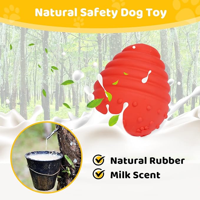 Treat Dispensing Puzzle Dog Toys for Aggressive Honeycomb Shape Interactive Natural Rubber Durable Puppy Slow Feeder Toys for IQ Training Mental Enric