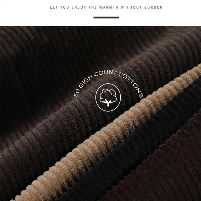 Double pleated Corduroy mens pants autumn thick straight loose khaki black casual 240905