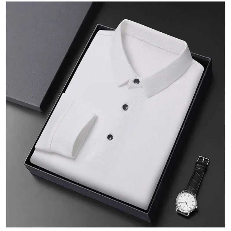2024 New High Quality Mens Long Sleeved Polo Shirt Summer Business Casual Waffle Sports Lapel Breathable Polo-shirt For MenXJ240906