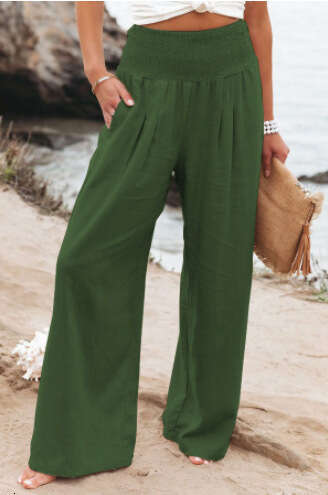 Women's with a casual style, made of cotton dyed worn, mid waist, 2024 spring and summer pants
