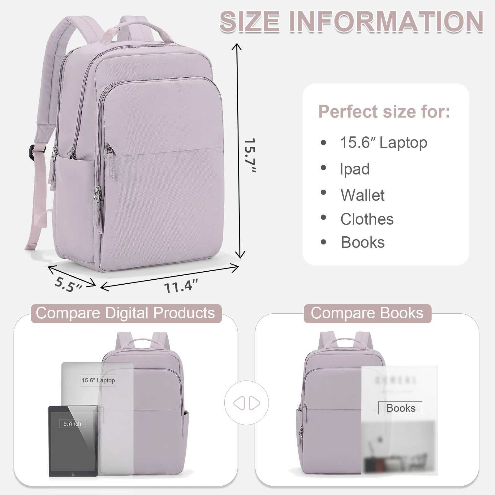 Backpacks for Women Versatile College Daypack Casual Student Schoolbag Waterproof Large Capacity Travel Backpack Laptop Bag 240906