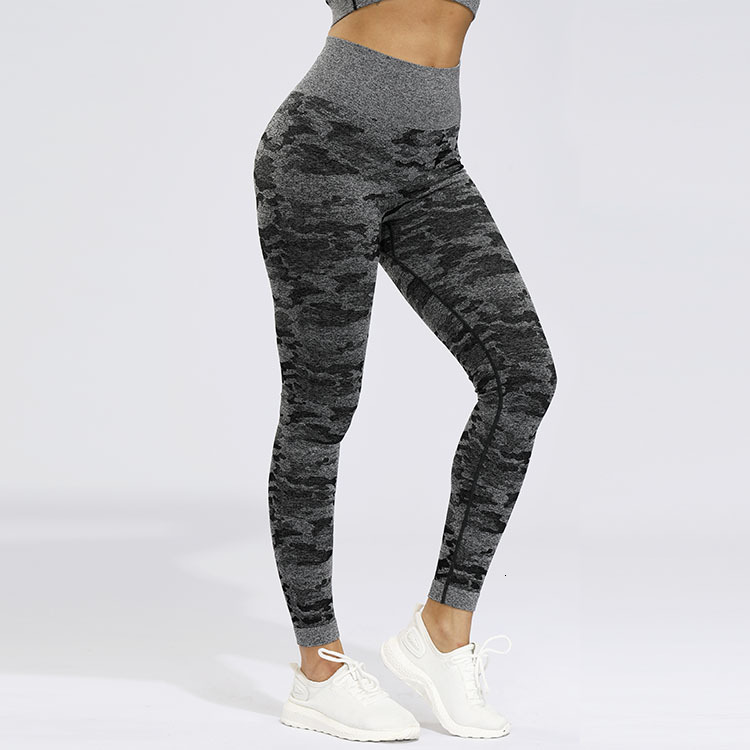 Spring and summer camouflage tight fitting fitness pants, seamless clothes, hip lifting sexy yoga pants for women
