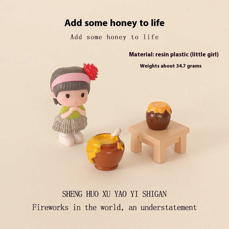 Resin Creative Crafts Mini Honey Can Doll Office Desktop Micro Landscape Scene Furniture Decoration
